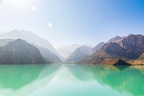 Iskanderkul-Sughd Province-Tajikistan Misty mountains above Iskanderkul Lake Art Print